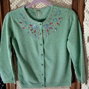Free people mint jeweled cardigan Sm